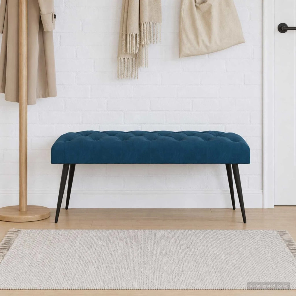 Panchina con bottoni imbottiti Blu 110 x 40 x 46 cm Velluto 42038580