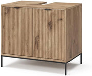Mobiletto Eliza, Quercia vichinga, 70 x 63 cm con 2 porte, per la conservazione di articoli da bagno e prodotti per la cura personale