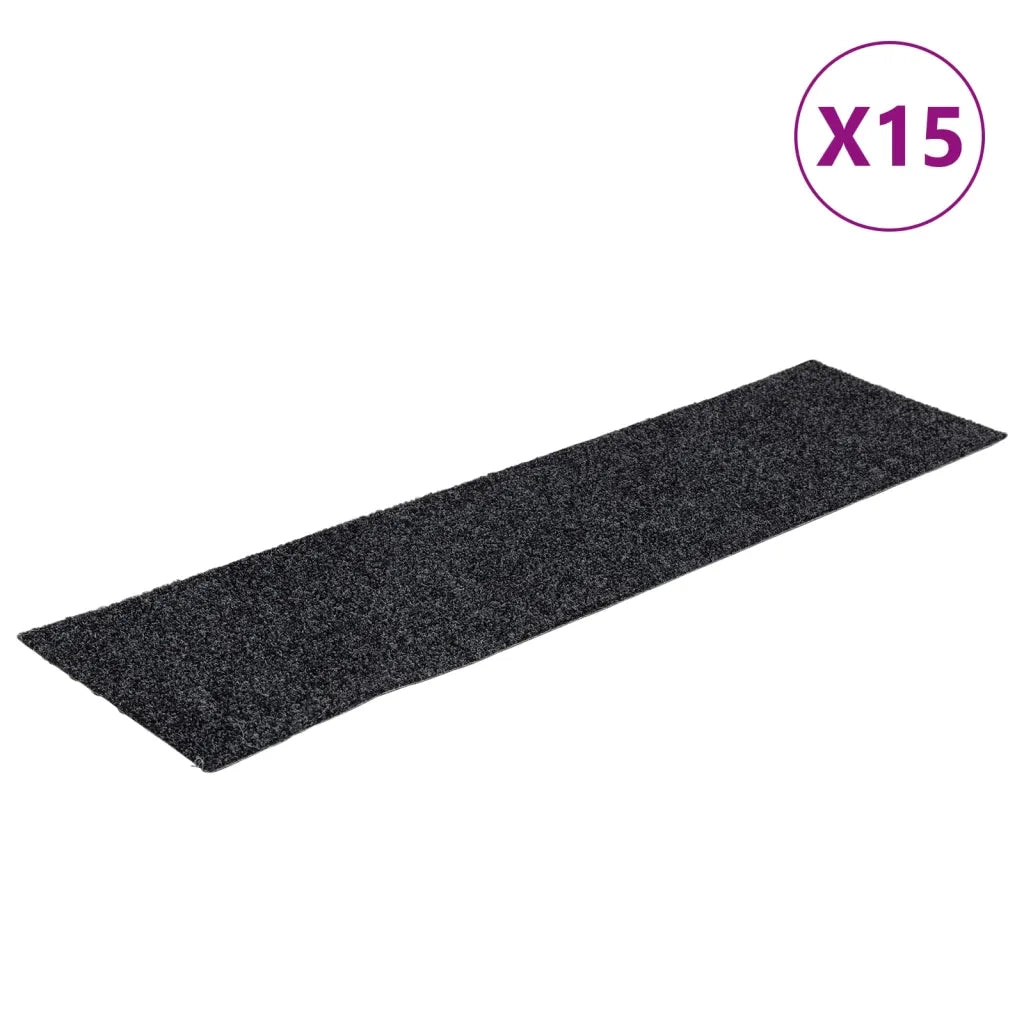 Tappetini per scale autoadesivi 15 pz 76x20 cm Grigio Scuro Rettangolari 326925