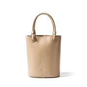 Borsa a secchiello da donna in vera pelle, borsa a tracolla color albicocca