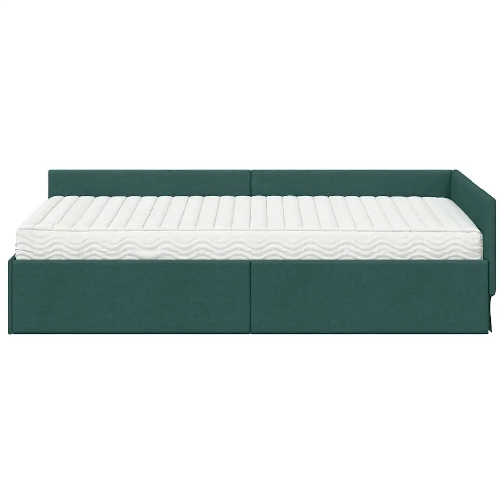 Struttura Letto Angolare con Materasso 2 pz-Giroletto con materasso Verde Tessuto 899710