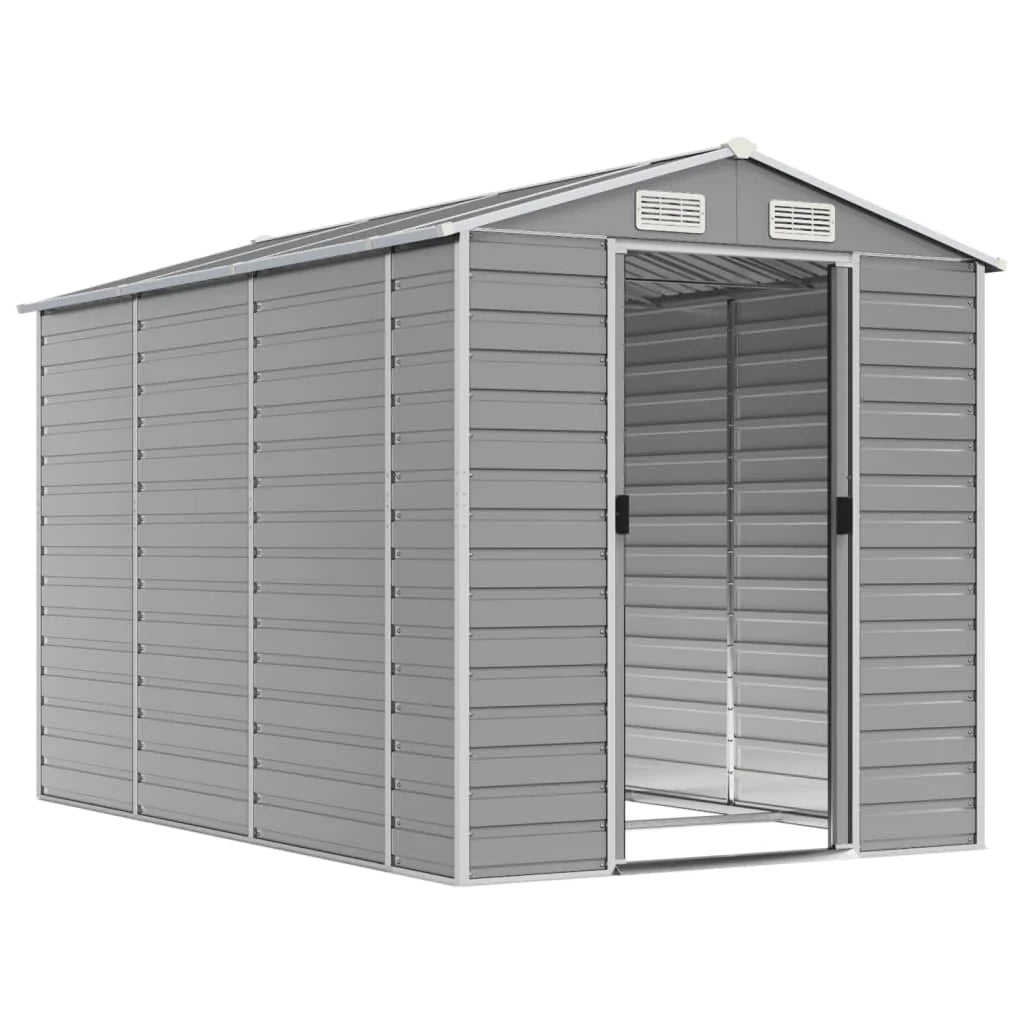 Casetta da giardino cabina ripostiglio capanno da esterno capanno per attrezzi robusta colore chiaro 191 x 300 x 198 cm acciaio zincato grigio 02_0022243