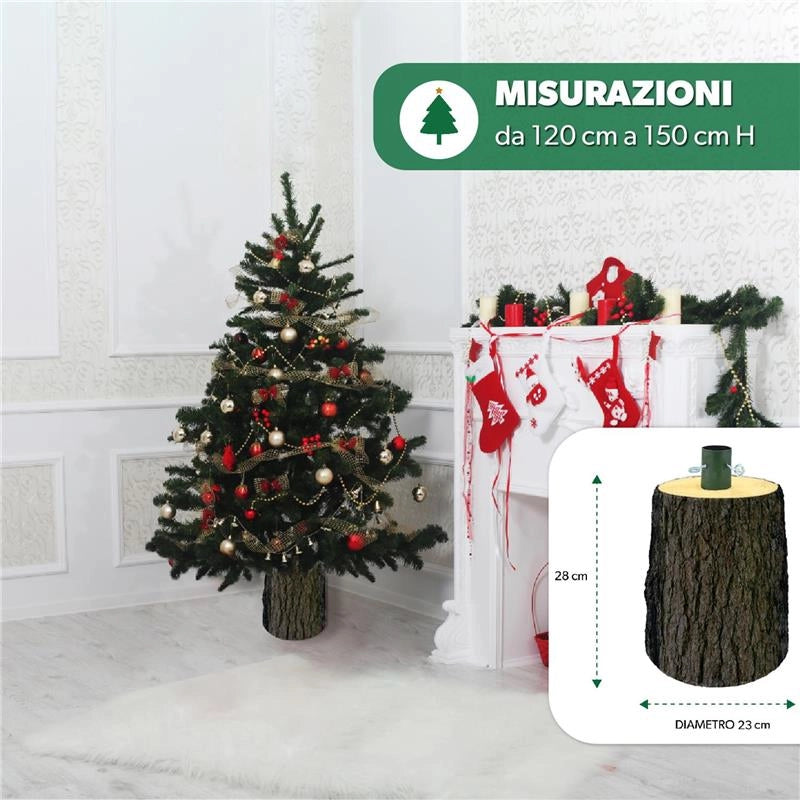 BASE PER ALBERO DI NATALE TRONCO REALISTICO DIAMETRO CM.23X28H PER ALBERI DA 120/150 CM CON KIT DI FISSAGGIO