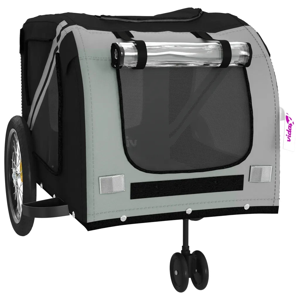 Rimorchio da Bici per Animali Grigio e Nero Oxford e Ferro CFW5137741