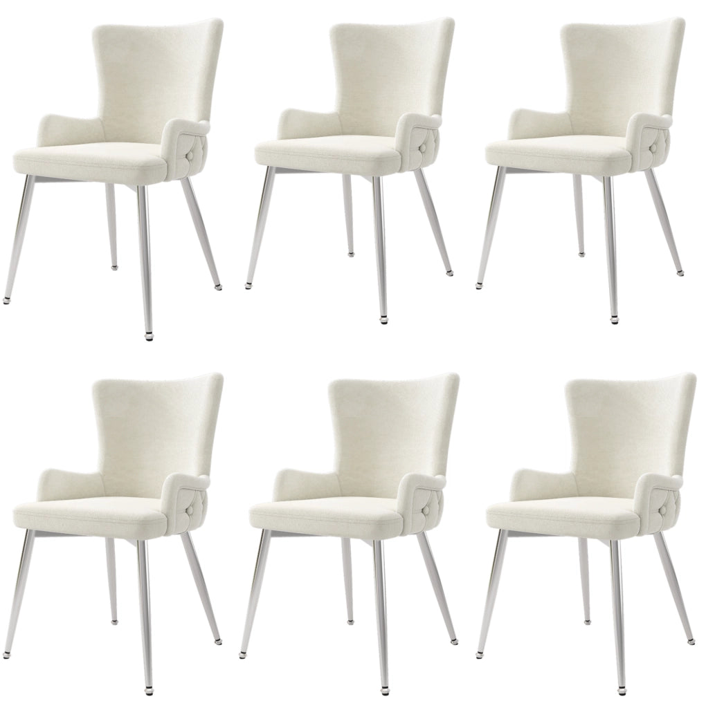Set di 6 sedie in velluto beige