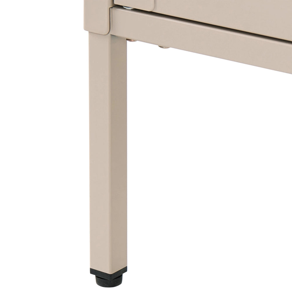 Vetrina moderna in acciaio beige e ante in vetro stile contemporaneo industriale sala da pranzo soggiorno