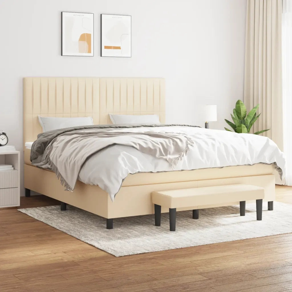 Giroletto a Molle con Materasso Crema 180x200 cm in Tessuto 3136778