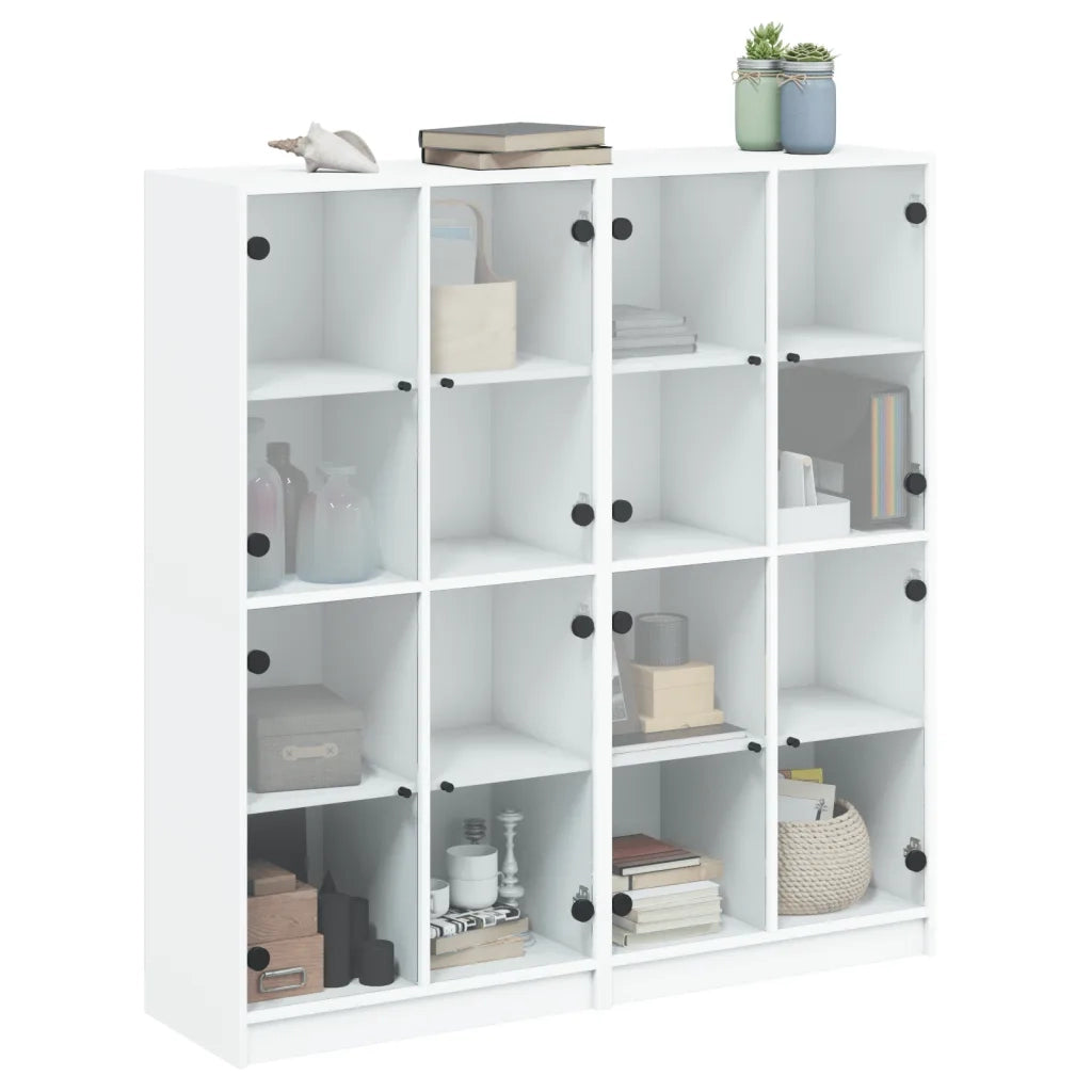 Libreria con Ante Bianca 136x37x142 cm in Legno Multistrato 577790
