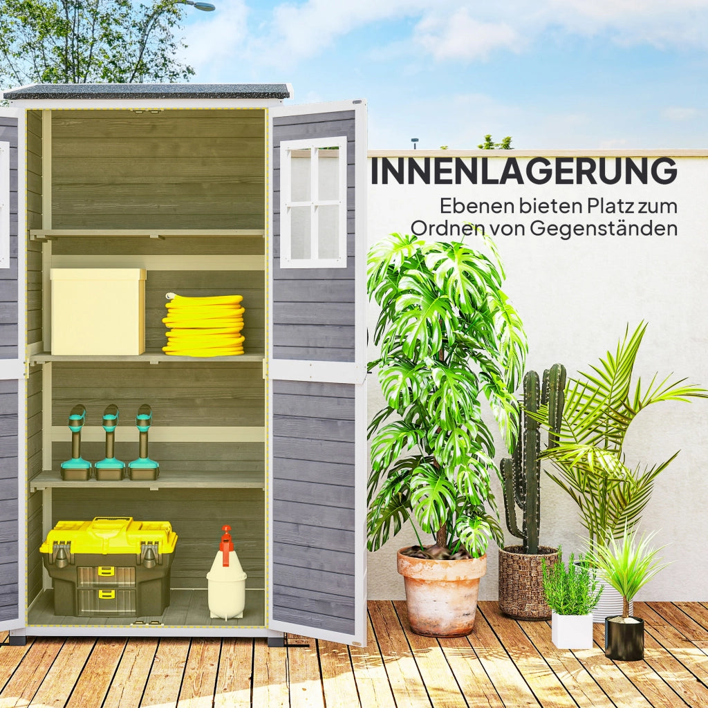 Casetta Attrezzi da Giardino con 2 Finestre ¨C Xylo ¨C Legno di Abete Grigio Chiaro 91x69x192cm