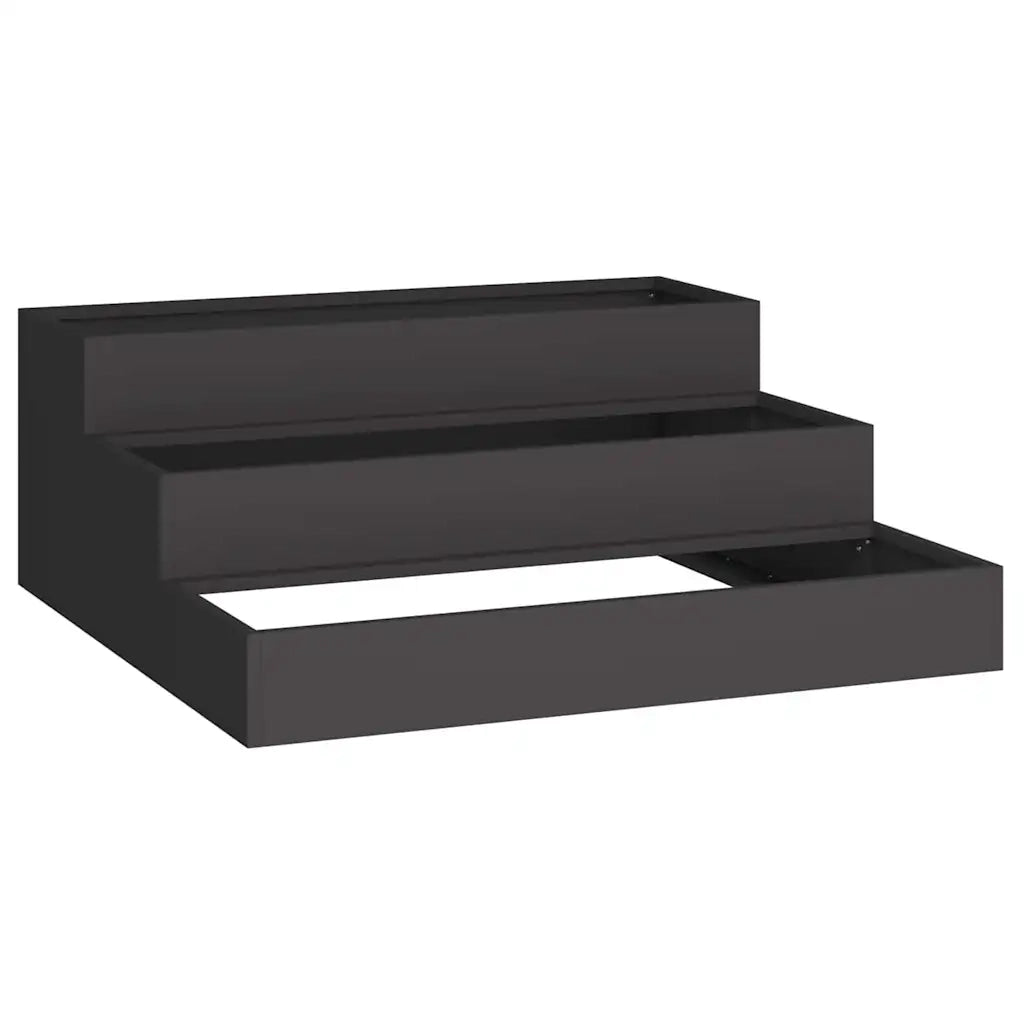 Fioriera da giardino moderna per esterni 90 x 90 x 35 cm resistente ed esteticamente gradevole realizzata in acciaio laminato a freddo nero 02_0052048