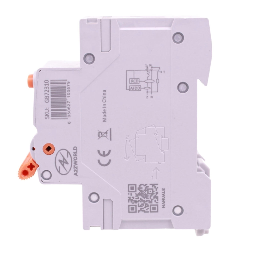 AFDD+RCBO Interruttore Antiincendio, Magnetotermico Differenziale con Rilevamento Di Arco Elettrico, Tipo A Curva C, 1P+N 2M 6000A 30mA, AC 220V Doppia Leva,GYR9NE-ARC,10A 16A 20A 25A 32A 40A (C10A)