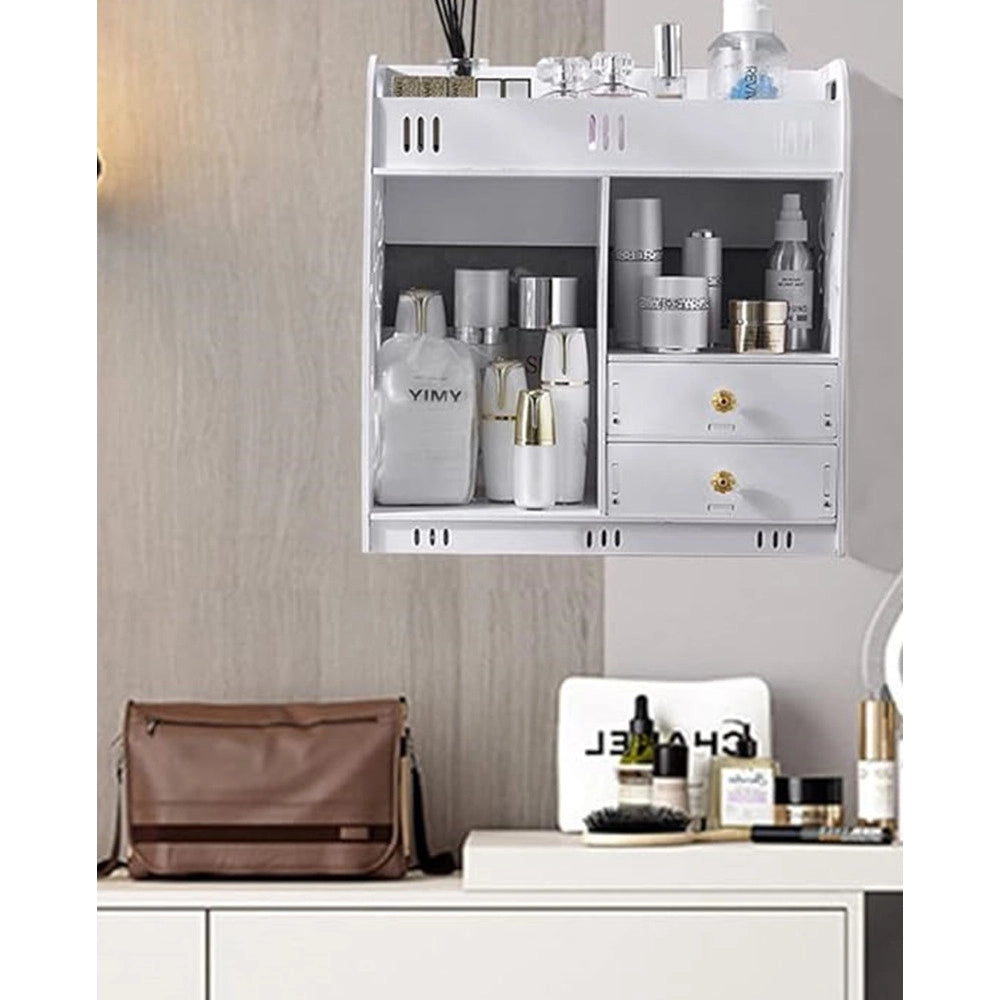 Trade Shop - Armadietto Mobile Da Parete Bianco Per Cosmetici Medicinali Organizer Bagno Con Cassetti -