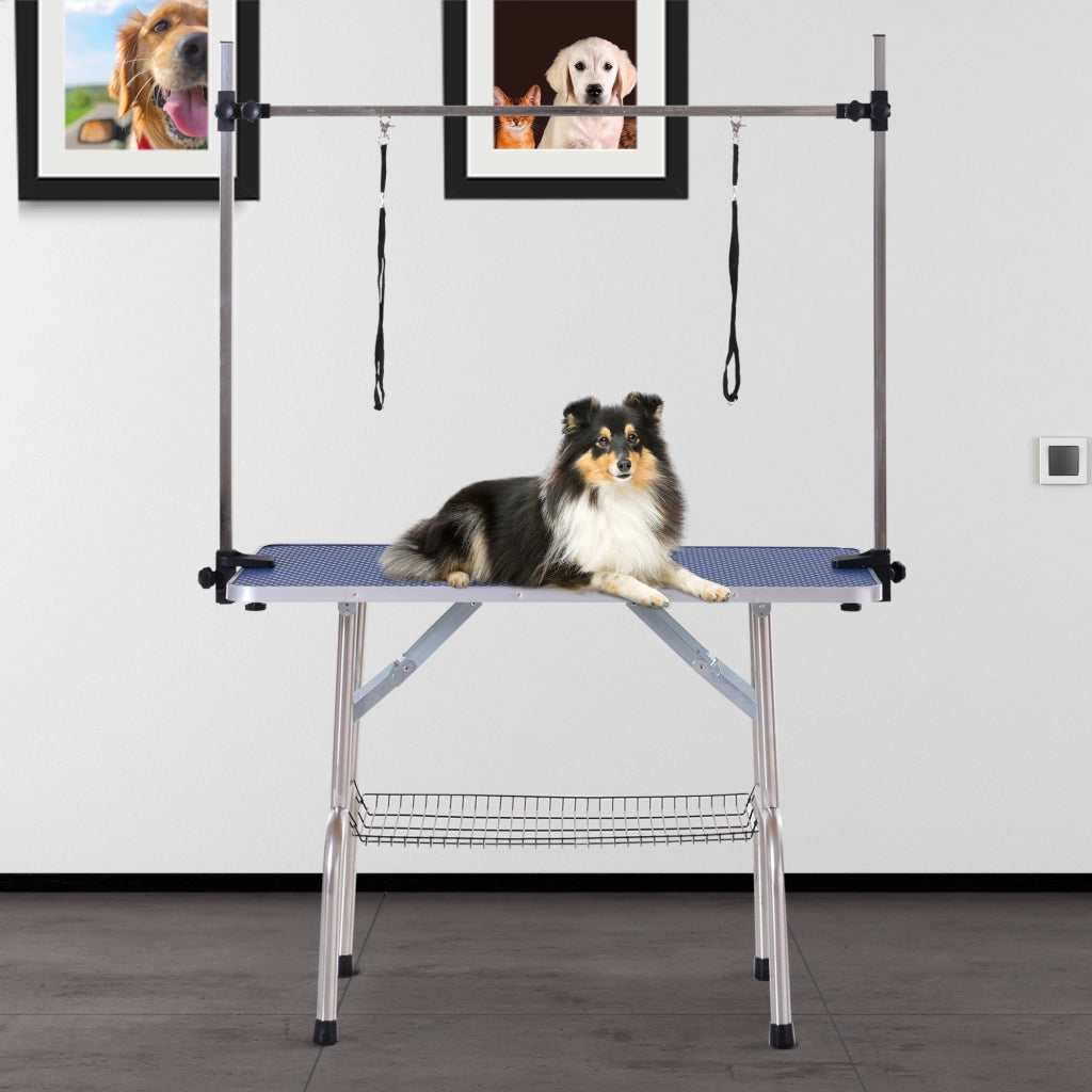 Tavolo per Toeletta Cani e Gatti Regolabile e Pieghevole ¨C zephmum ¨C Blu, fino a 100 kg