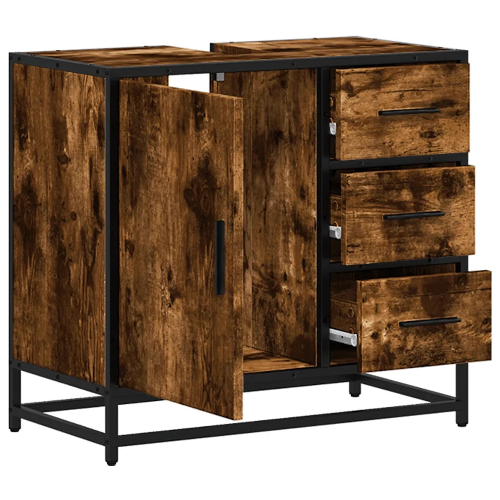 Mobile Lavabo Bagno Rovere Fumo 65x33x60 cm Legno Multistrato 849276