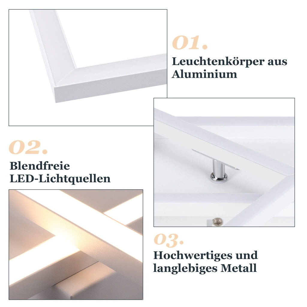 ZMH Lampada da soffitto plafoniera LED bianca 3000K 2 cornici per soggiorno corridoio cucina