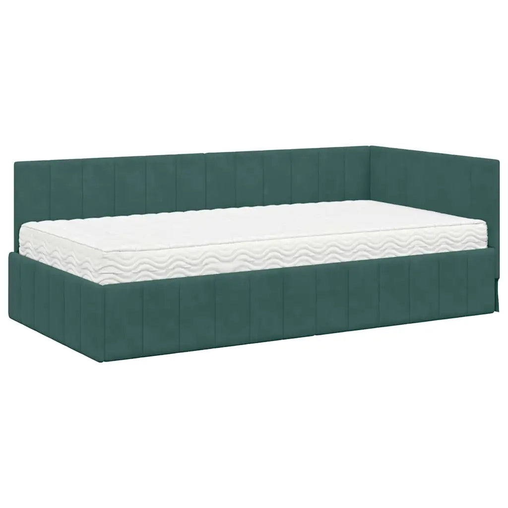 Struttura Letto Angolare con Materasso 2 pcs Verde Velluto 3393870