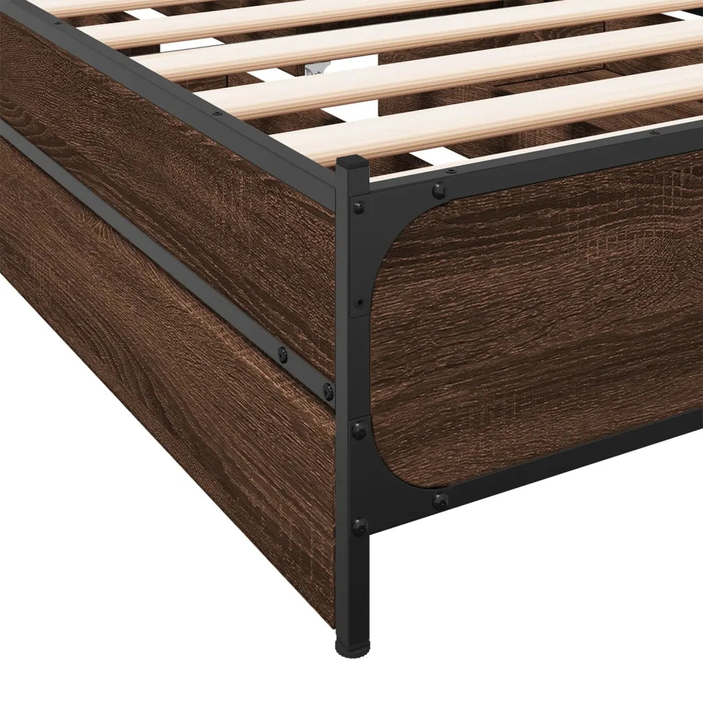 Letto singolo | Letto per adulti | Giroletto Cassetti Rovere Marrone 75x190 cm Legno Multistrato