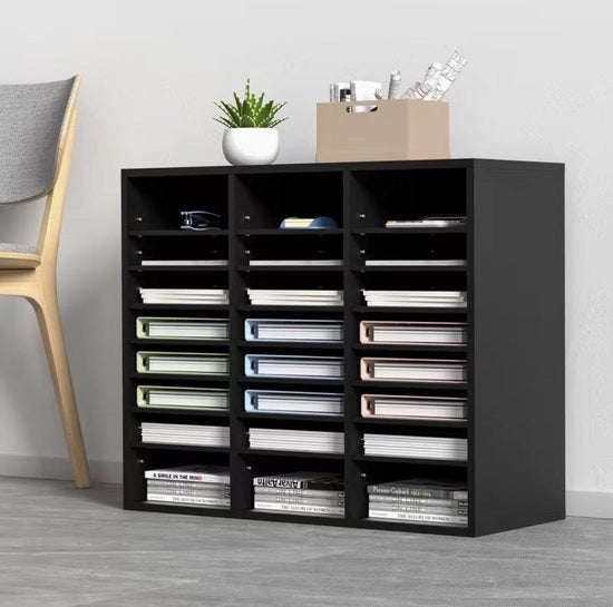 Organizzatore di Scrivania Grande con 24 Cestelli – Supporto per Documenti Flessibile 997 x 305 x 680 mm – Cartellone A4 in Orizzontale – Sistema di Archiviazione Nero