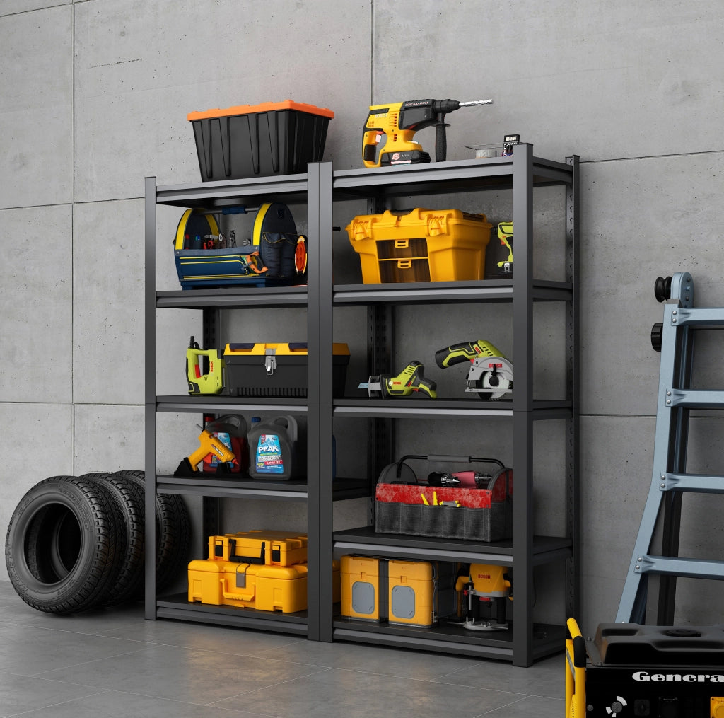 Scaffale portatutto 183x90x40 cm con ripiani regolabili in metallo nero