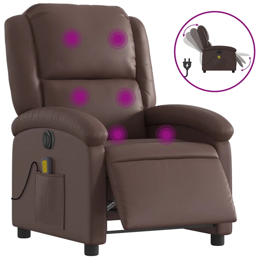 Divano Sedia-Poltrona Massaggiante Elettrica Marrone in Similpelle 859964