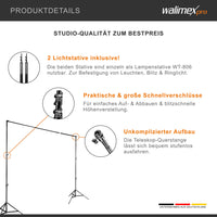Telescopic Background System L 120-307 cm - sistema di sfondo fotografico stabile per studio e mobile I per fotografia, video e green screen I per tele di carta e tessuto