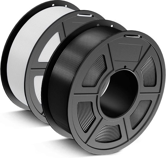 Filamento per Stampante 3D PLA Plus 1.75mm - Resistente e Forte, Nero e Bianco, 1,1 kg (2 Pacchi)