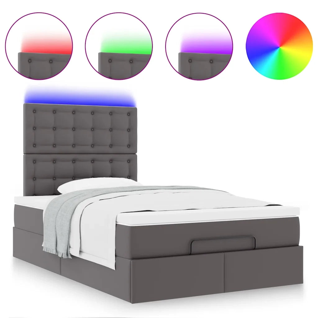 Struttura Letto Pouf con Materasso Grigio 120x200 cm Similpelle 3313848
