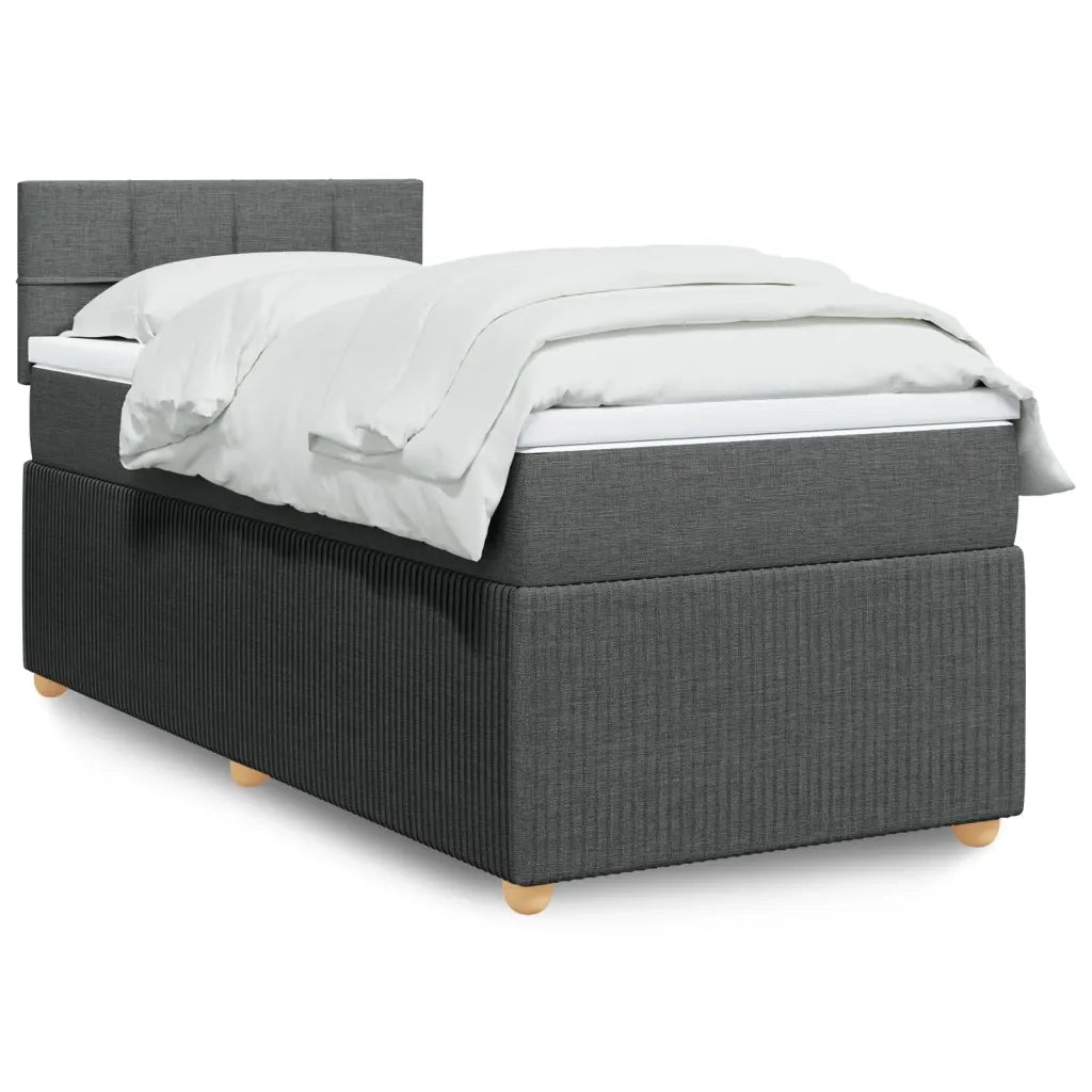 Letto singolo | Letto per adulti | Giroletto a Molle con Materasso Grigio Scuro 80x200 cm Tessuto