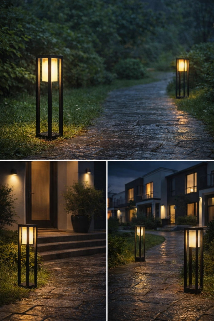 Lampioncino LED da Giardino Nero E27 IP65 60 cm | Paletto Luminoso Moderno per Esterni, Alluminio, Attacco E27, Vialetti e Percorsi