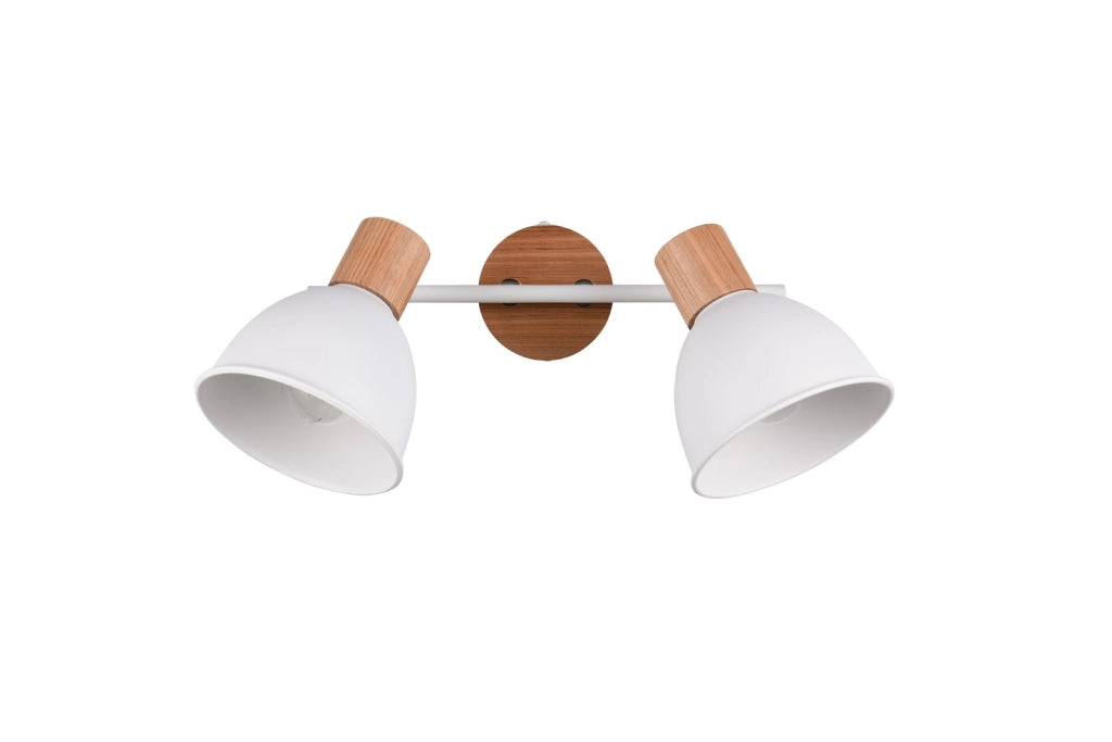 Faretto da soffitto industriale DELUME 2xE27 bianco legno