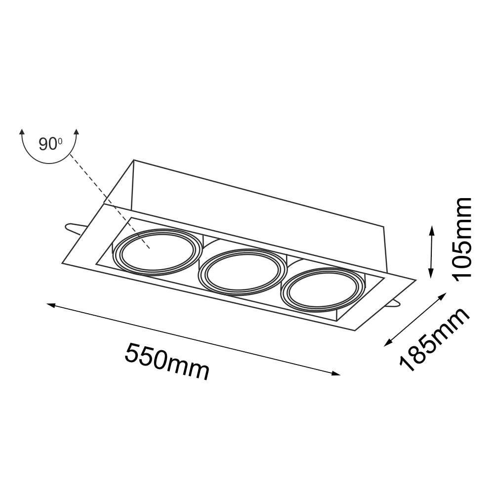 Faretto incasso bianco rettangolare orientabile 3xGU10 Shilo
