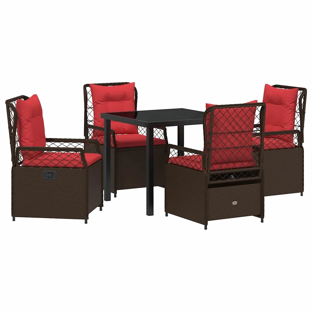 Set da Pranzo per Giardino 5 pcs Marrone polyrattan 3381045