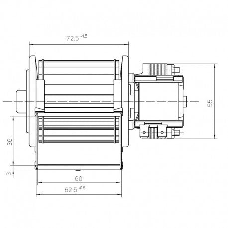 Ventola tangenziale EBM QLZ06/0600A1-2513-15 Motore Destro