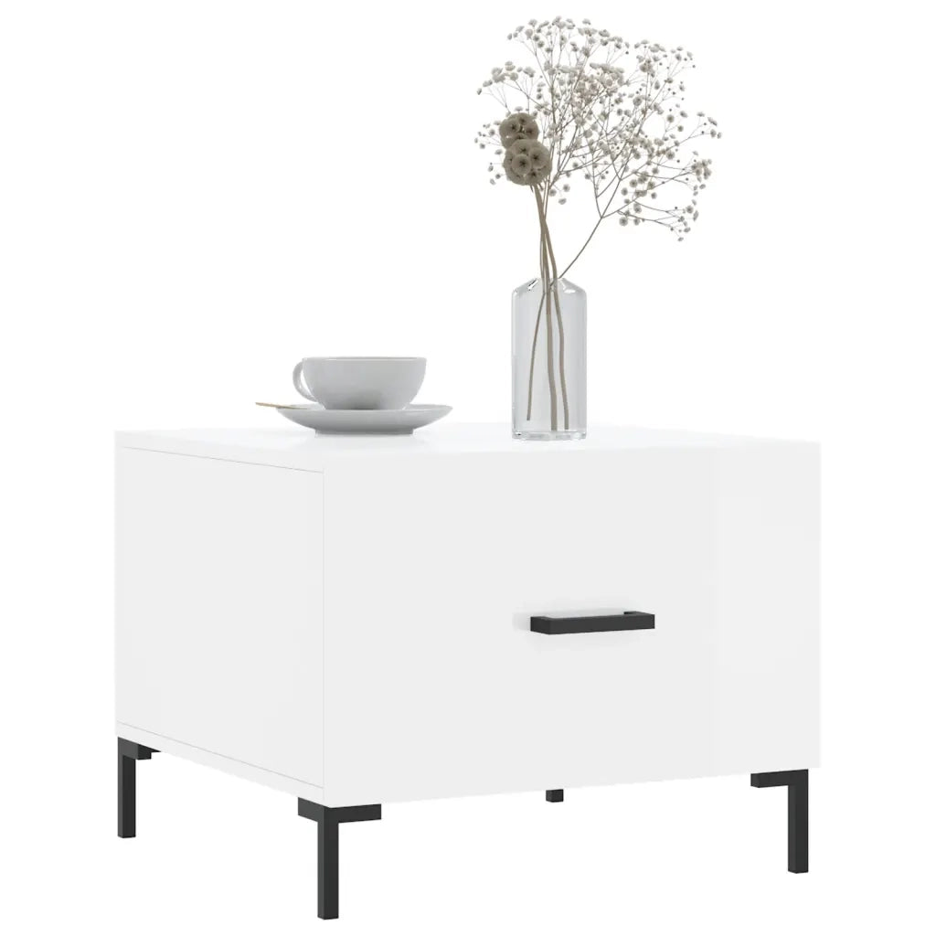 Tavolino da Salotto Bianco Lucido 50x50x40 cm Legno Multistrato 829400