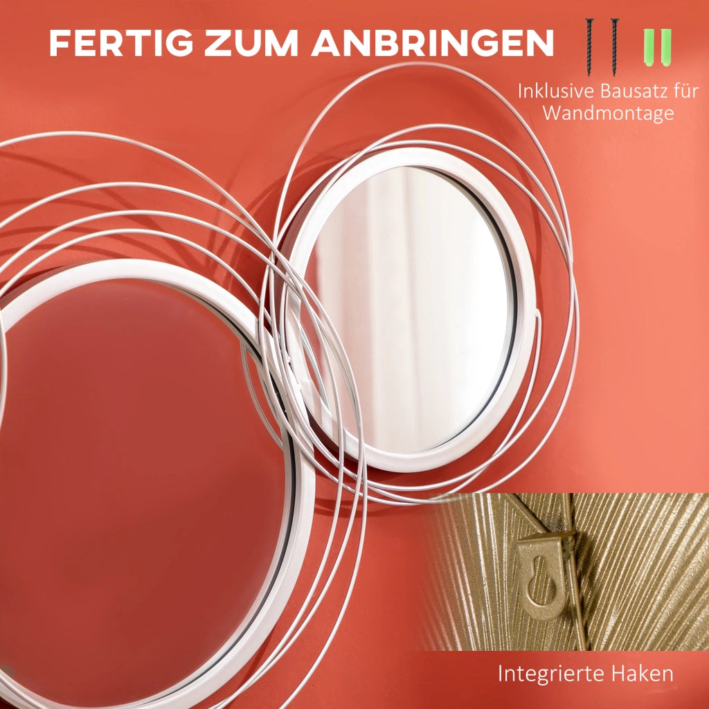Set di specchi per decorazione parete, 4 specchi tondi ¨C zephmum ¨C grigio, 107x56 cm
