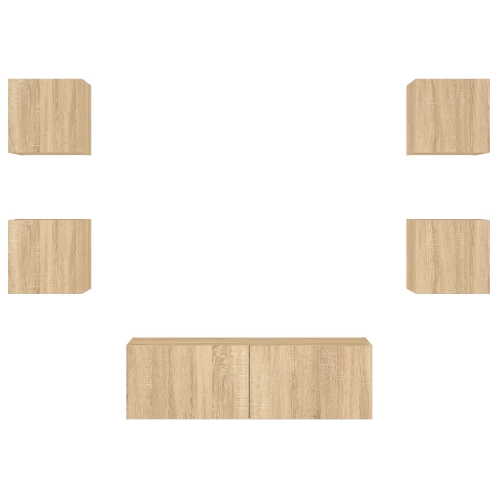 Mobili TV a Muro 5pz con Luci LED Rovere Sonoma 3216862