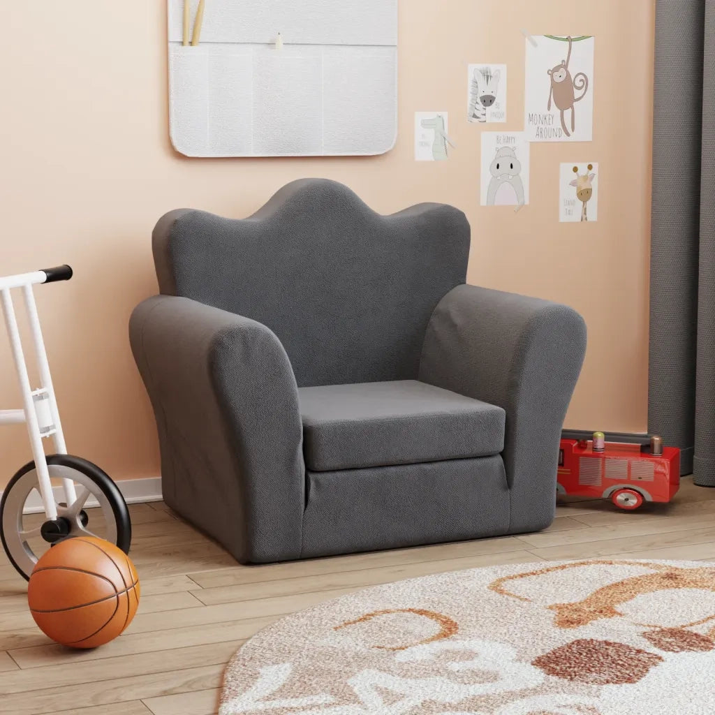 Divano Letto per Bambini-Sofa Letto-Daybed-Divanetto Antracite in Morbido Peluche 890145