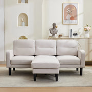 Divano angolare modulare 3 posti con chaise longue e tasche laterali beige 204x136 cm