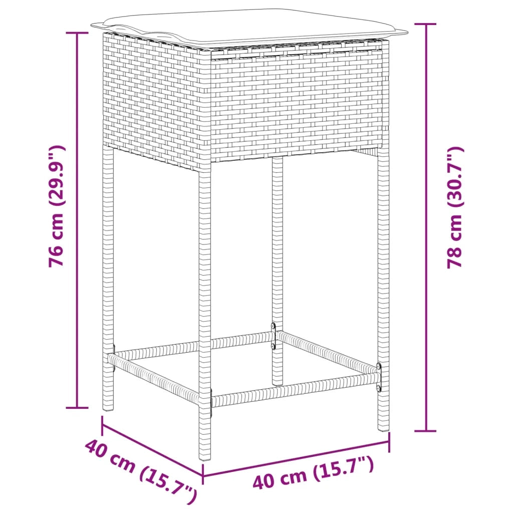 Sgabelli da Bar con Cuscini 2 pz Marroni in Polyrattan CFW6215272