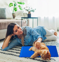 AIO FACTORY 50x90 cm Tappetino rinfrescante in gel blu Letto per cani impermeabile