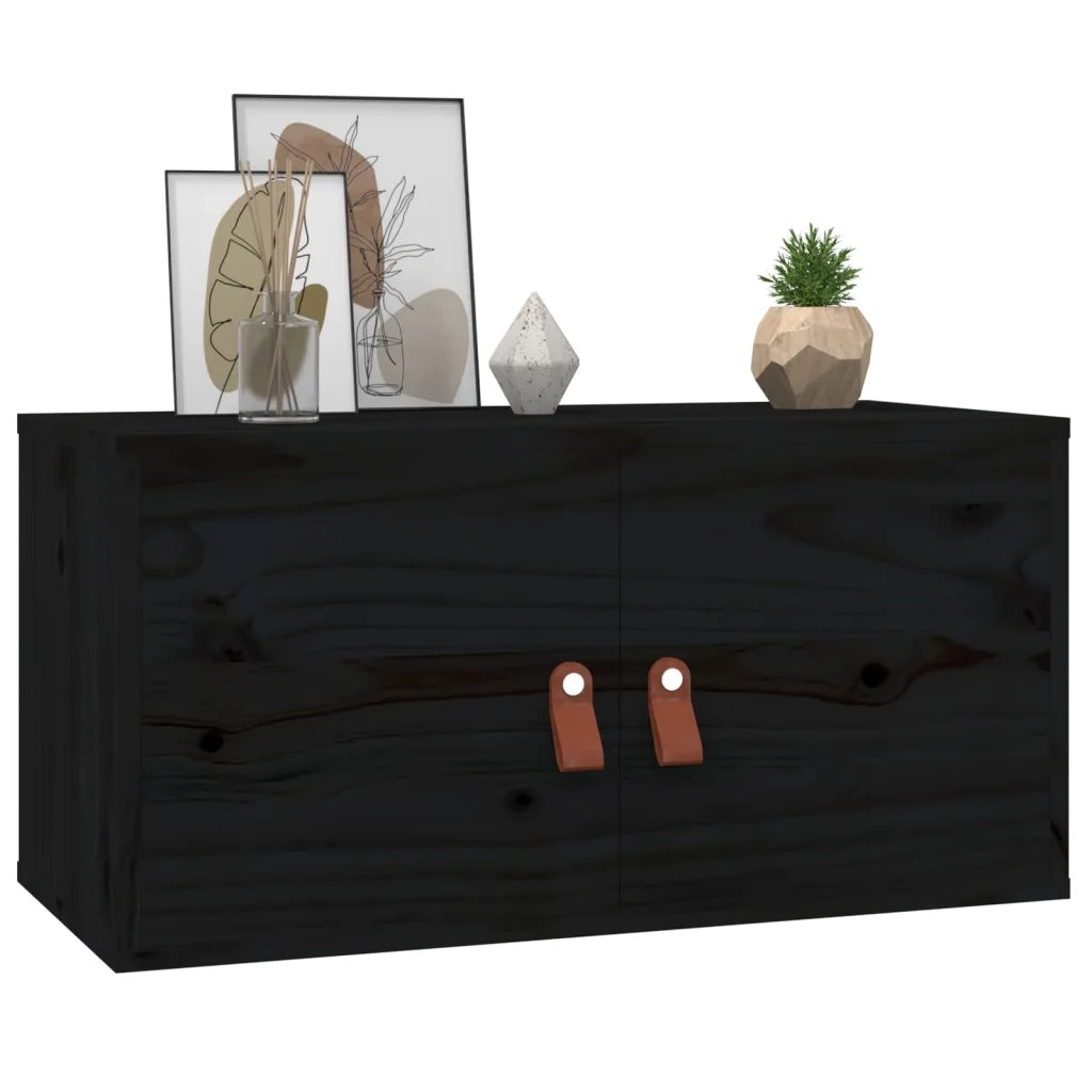Pensili 2 pz Neri 60x30x30 cm in Legno Massello di Pino 818374