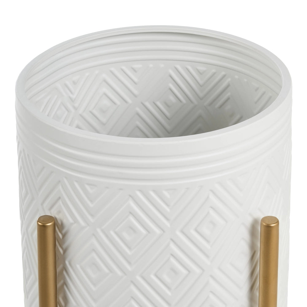 Portavaso Portapiante da Interno in Ferro Bianco 35 x 35 x 62 cm Stile Glamour per Soggiorno