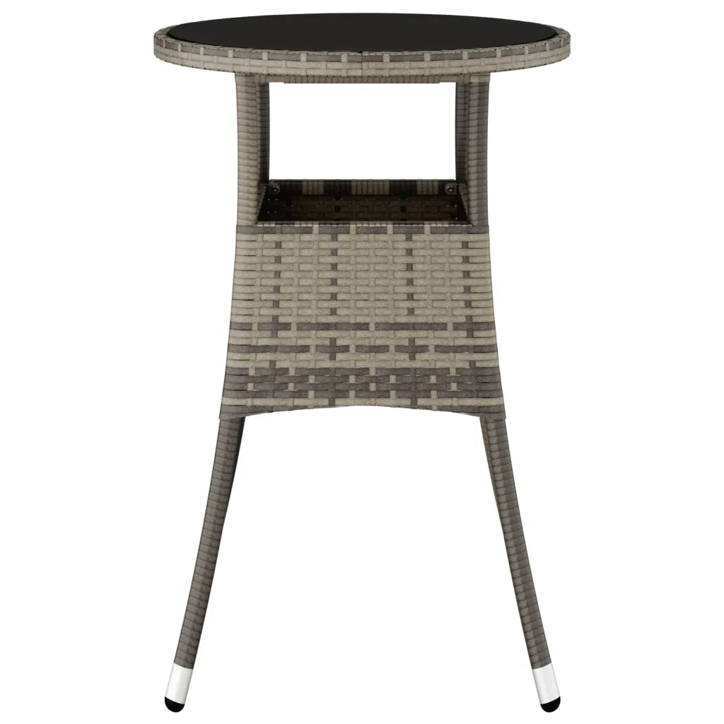 Tavolo Giardino Ã˜60x75 cm Vetro Temperato e Polyrattan Grigio cod mxl 34229
