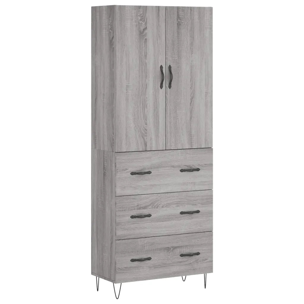 Credenza Grigio Sonoma 69,5x34x180 cm in Legno Multistrato 3198087