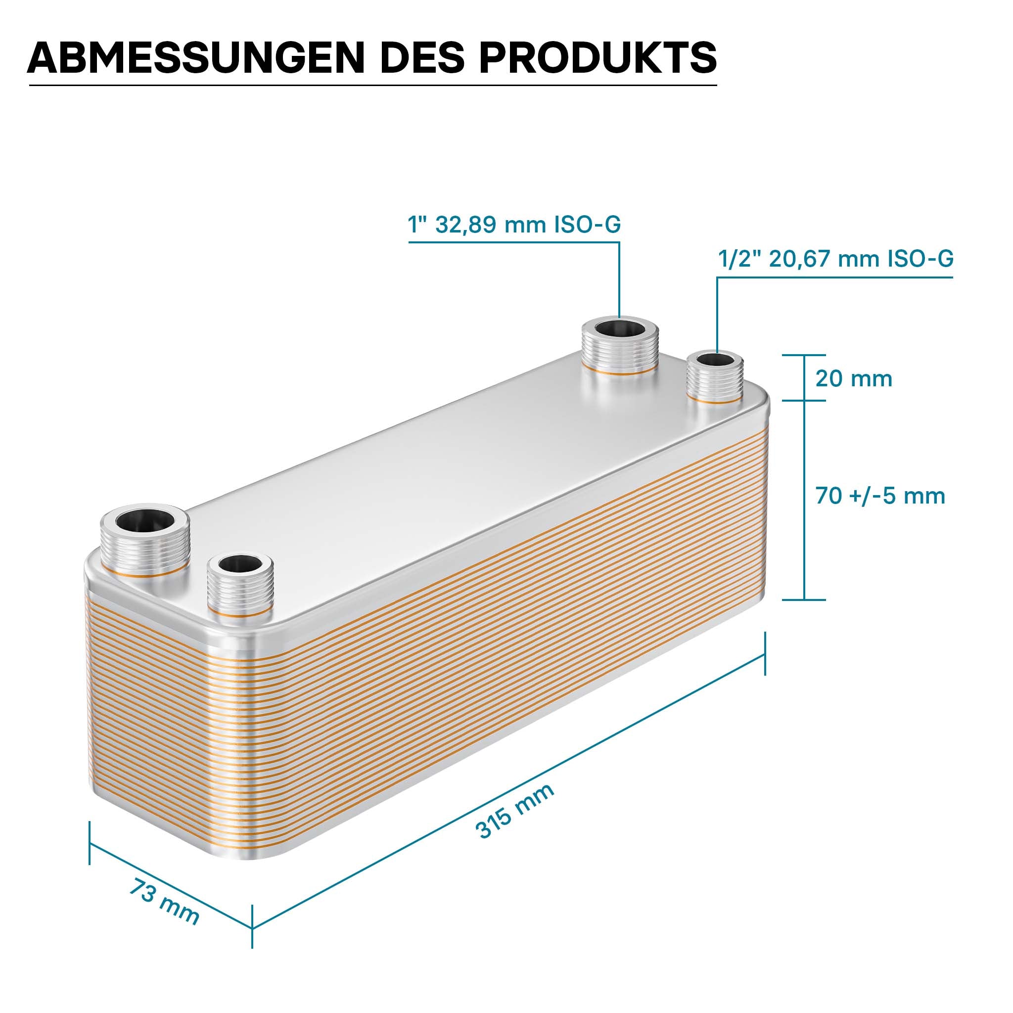 Scambiatore a piastre saldobrasate in acciaio inox, 30 piastre, max 125 kW