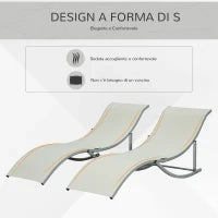 Set 2 Sdraio da Giardino Pieghevoli, Lettino Prendisole in Alluminio e Textilene, 61x165x63 cm