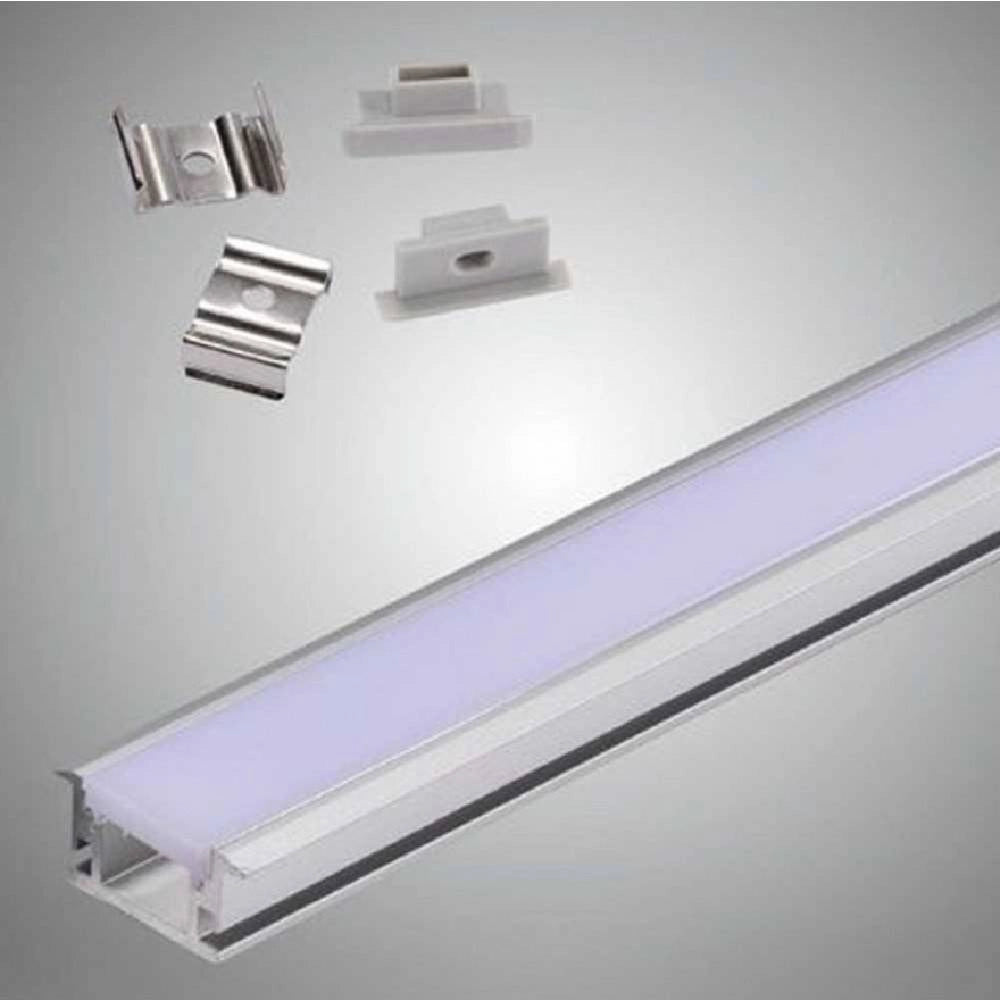 Trade Shop - Profilo Ad Incasso In Alluminio 2 Mt Con Copertura Opaca Per Strip Led Al-13 -