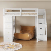 Lit mezzanine con cassetti - Xylo - 140x200 cm - Bianco