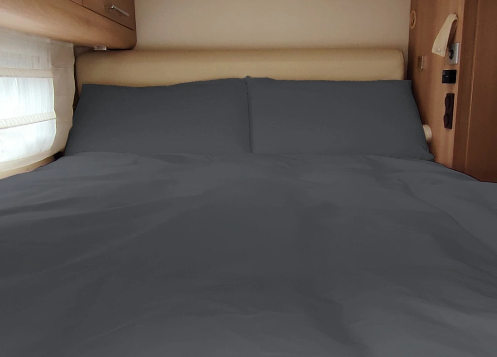 Lenzuolo Sopra Cordonetto Camper Roulotte 100% Cotone PERSONALIZZABILE Tinta Unita - Matrimoniale - Piombo