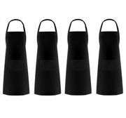 Schort Acqua-Resistente - 4 Pezzi - Schort da Cucina con Tasche - Uomo/Donna - Materiale Naturale Sicuro - Nero